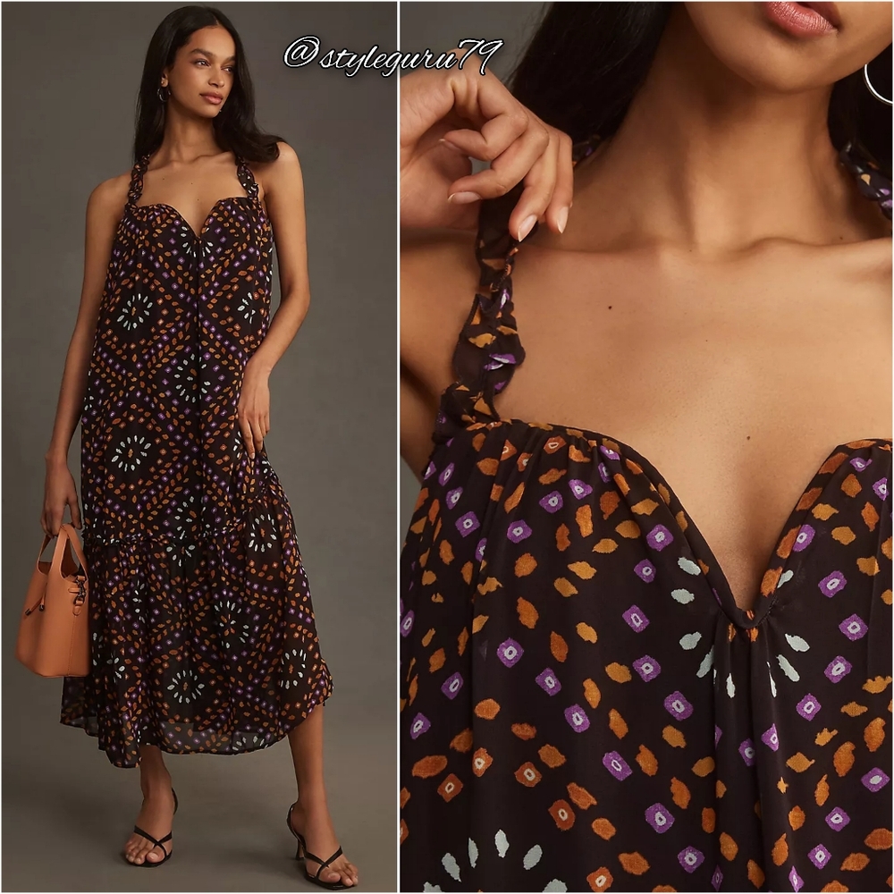 NWT, By Anthropologie Chiffon Sleeveless Tent Maxi Dress